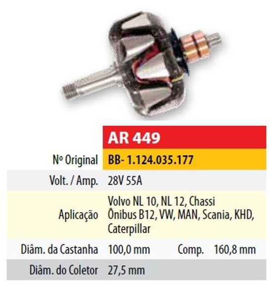 Imagen de ROTOR 24V 55AMP VOLVO NL 10/12 - SCANIA (100X160,8X27,5)