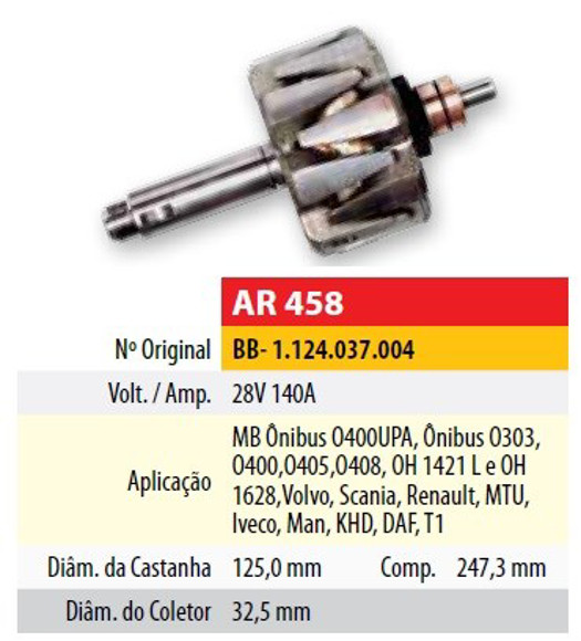 Imagen de ROTOR 24V 140AMP MERCEDES BENZ 1114/O500 (125X32,5X247,3)