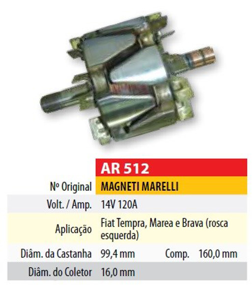 Imagen de ROTOR 12V 120AMP MARELLI FIAT UNO/PALIO (99,4X160X16)