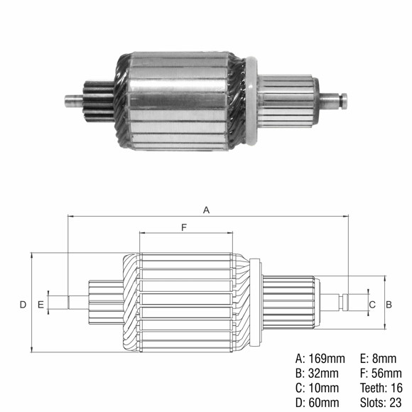 Imagen de INDUCIDO 24V M-BENZ/RENAULT/VOLVO/IVECO (169X60X16X32)