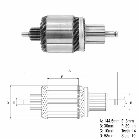 Imagen de INDUCIDO 12V BOSCH FORD F250/350  (144,5X58X14X30)