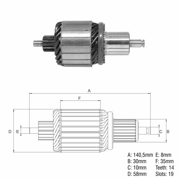 Imagen de INDUCIDO 12V FIAT/IVECO/CITROEN/PEUGEOT (140X58X14)