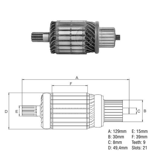 Imagen de INDUCIDO 12V TOYOTA 1.8 DIESEL (128,5X49,3X30,1)