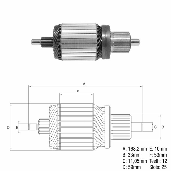 Imagen de INDUCIDO 24V VW 17210/17240 CUMMINS/MWM (168X59X12X32,9)