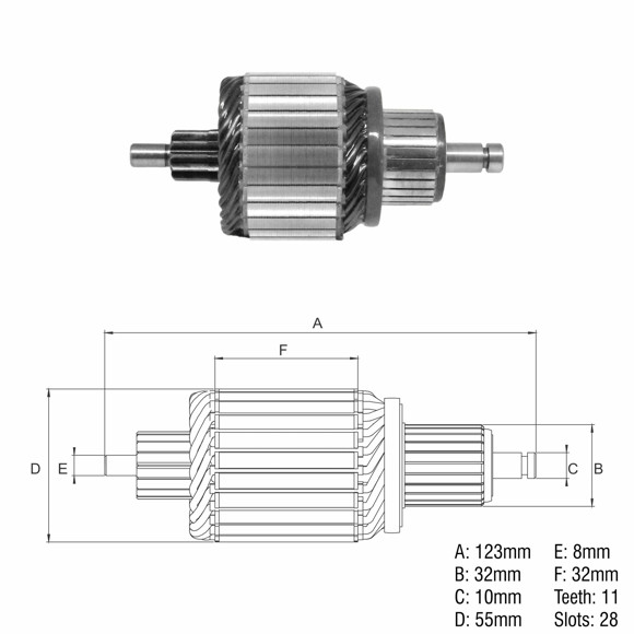 Imagen de INDUCIDO 12V CHEVROLET VECTRA/ASTRA 2.0  (123X55X11X32,3)
