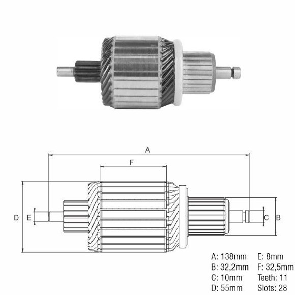 Imagen de INDUCIDO 12V VW GOL 1.6D HASTA EL 1998 (138,3X54,9X11X32,3)