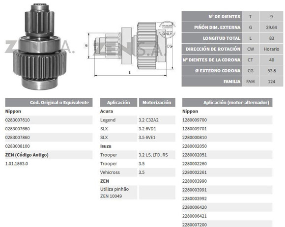 Imagen de BENDIX DE ARRANQUE CAMION GMC C/ISUZU (ZEN)