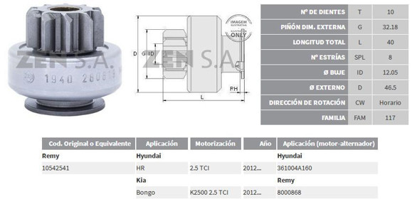 Imagen de BENDIX DE ARRANQUE KIA K2500 BONGO/HYUNDAI HR (ZEN)