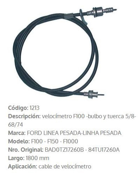 Imagen de CABLE CUENTA KILOMETRO FORD F100/F150/F1000 HASTA 1987