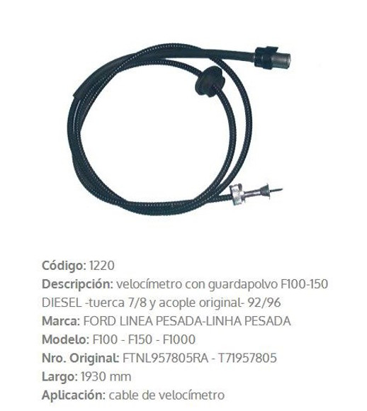 Imagen de CABLE CUENTA KILOMETRO F1000/4000/F100/F150 1992