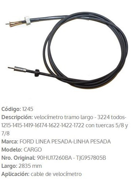 Imagen de CABLE CUENTA KILOMETRO FORD CARGO 1622 2835MM