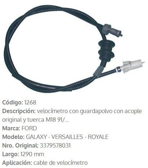 Imagen de CABLE CUENTA KILOMETRO FORD VERSAILLES/GALAXY 1991 1290MM
