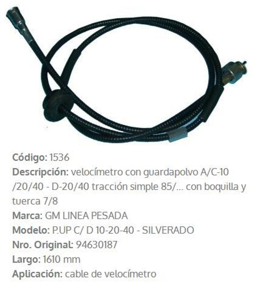 Imagen de CABLE CUENTA KILOMETRO GM D20/D40/SILVERADO 1985 1610MM