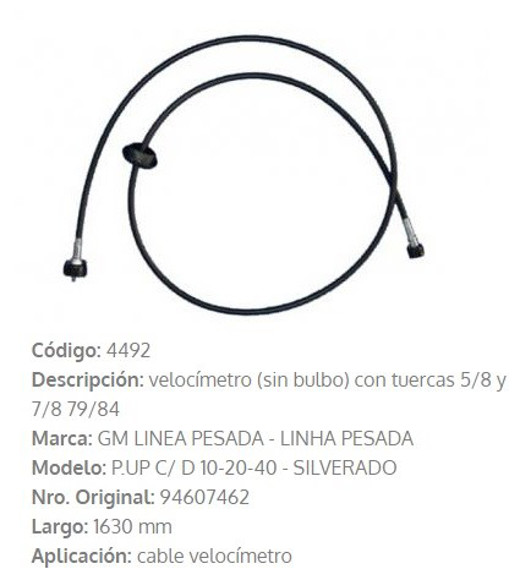 Imagen de CABLE CUENTA KILOMETRO CHEVROLET C10 1600MM
