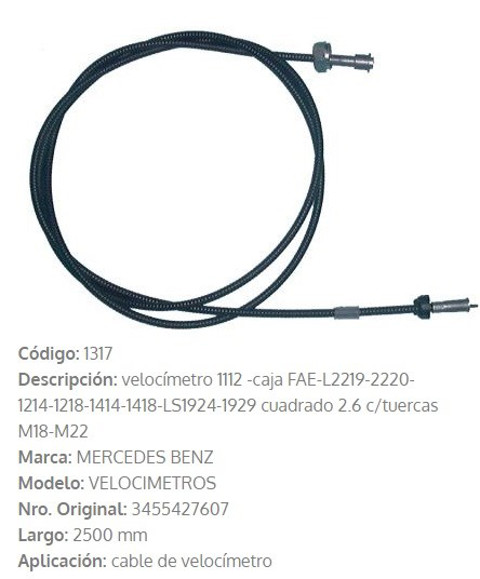 Imagen de CABLE CUENTA KILOMETRO MERCEDES BENZ 2550MM