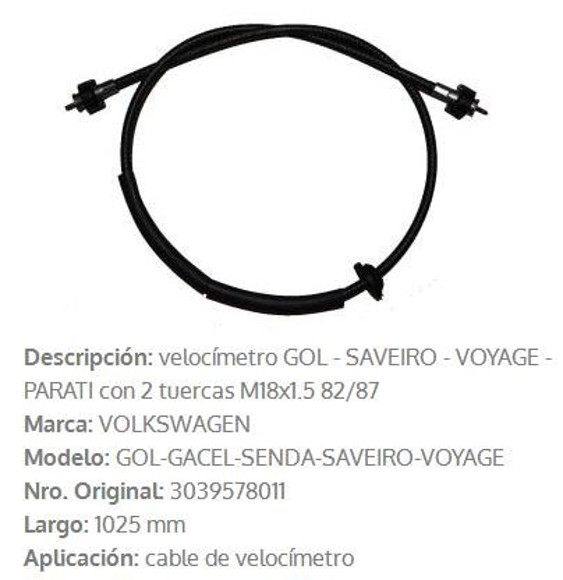 Imagen de CABLE CUENTA KILOMETRO VW GOL/AMAZON/PARATI 1000MM