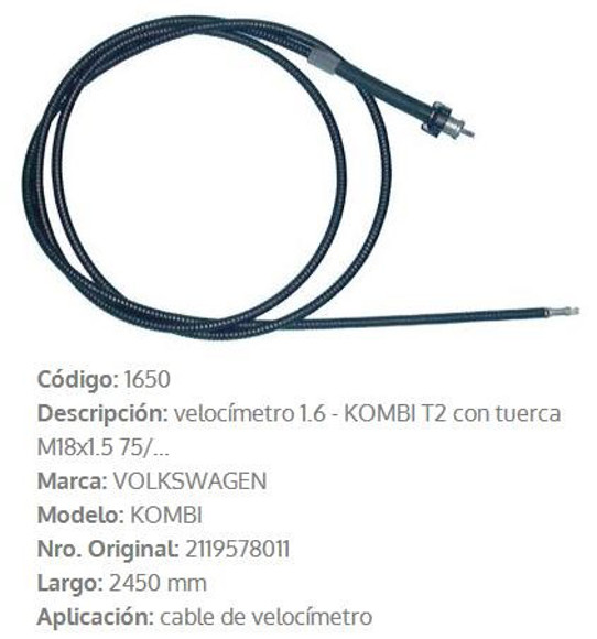 Imagen de CABLE CUENTA KILOMETRO VW KOMBI 2450MM