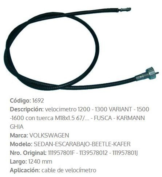 Imagen de CABLE CUENTA KILOMETRO VW FUSCA 1240MM