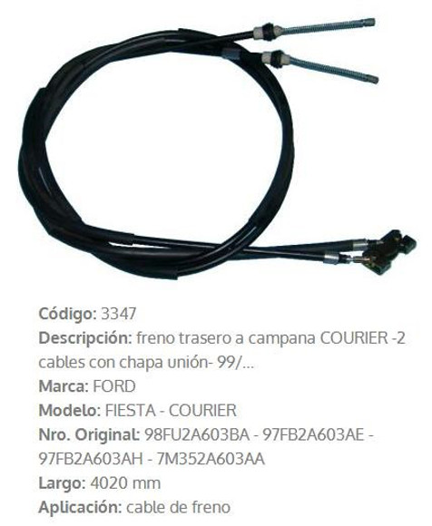 Imagen de CABLE DE FRENO TRASERO FORD COURIER 1997 4020MM