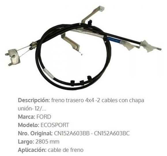 Imagen de CABLE DE FRENO FORD ECOSPORT 4X4 2012 (1430+1375MM)
