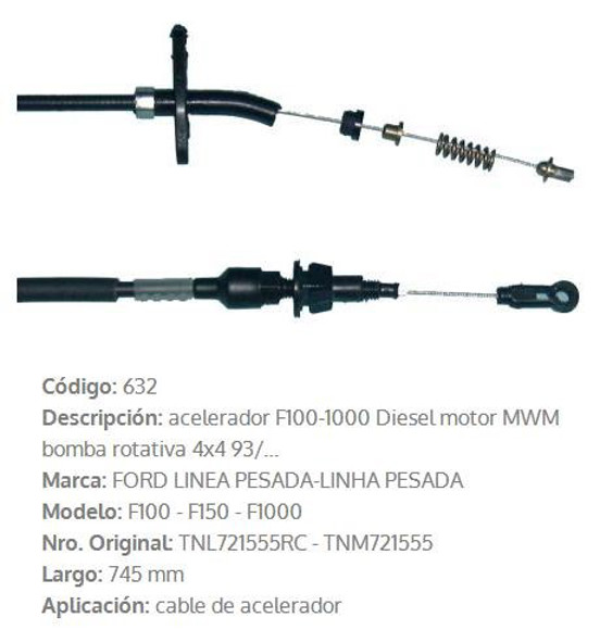 Imagen de CABLE DE ACELERADOR FORD F1000 1993 745MM