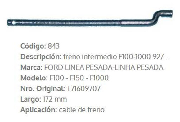 Imagen de CABLE DE FRENO INTERMEDIO F1000 1992 172MM