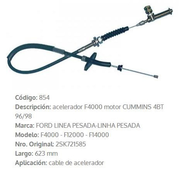 Imagen de CABLE DE ACELERADOR FORD F4000/F12000/F14000 C/CUMMINS 96-98