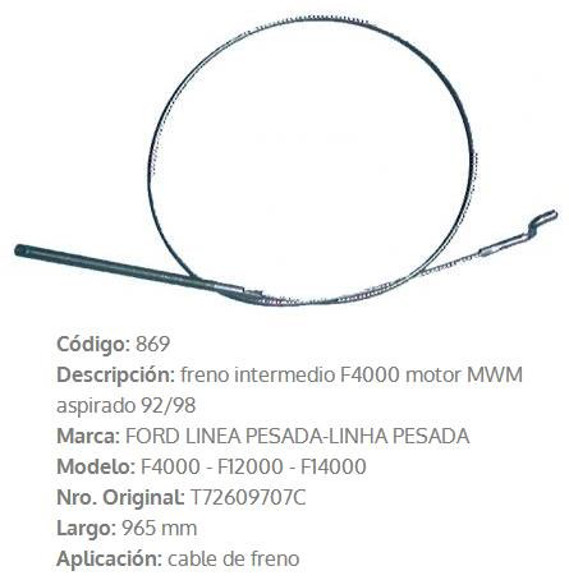 Imagen de CABLE DE FRENO BASTON FORD F4000 1992 570MM