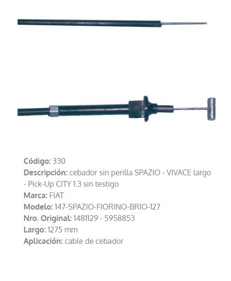 Imagen de CABLE TOMA DE AIRE FIAT SPAZIO/OGGI/147 1275MM