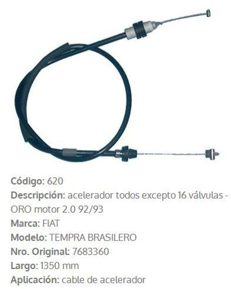 Imagen de CABLE DE ACELERADOR FIAT TEMPRA 1992 1350MM