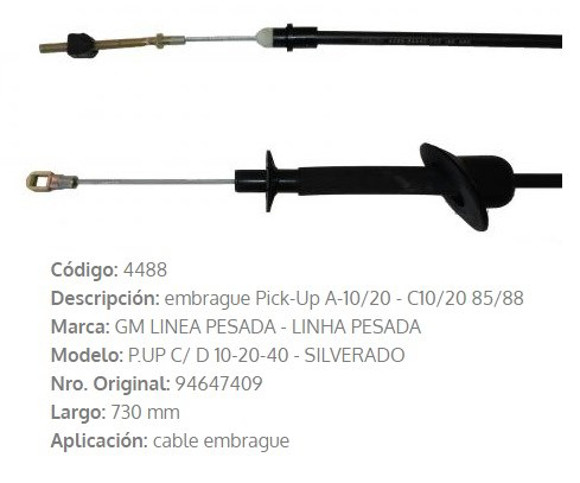 Imagen de CABLE DE EMBRAGUE CHEVROLET C10/20 1985/1988 728MM