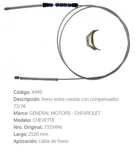 Imagen de CABLE DE FRENO CHEVETTE 1986 2500MM