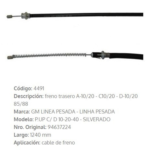 Imagen de CABLE DE FRENO CHEVROLET D20 1985-1988 1214MM