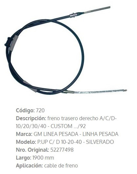 Imagen de CABLE DE FRENO CHEVROLET D10/D20 1900MM