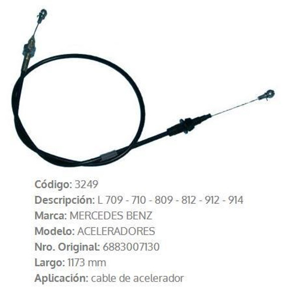 Imagen de CABLE DE ACELERADOR MERCEDES BENZ 709/809/812/783/912 1173MM