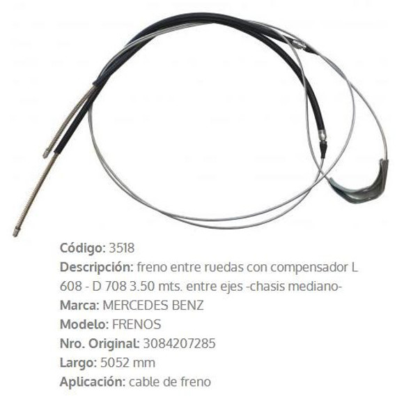 Imagen de CABLE DE FRENO MERCEDES BENZ 608/708 5052MM