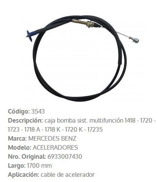 Imagen de CABLE DE ACELERADOR M-BENZ 1418/1718A/1718K/1720/1720K/1723