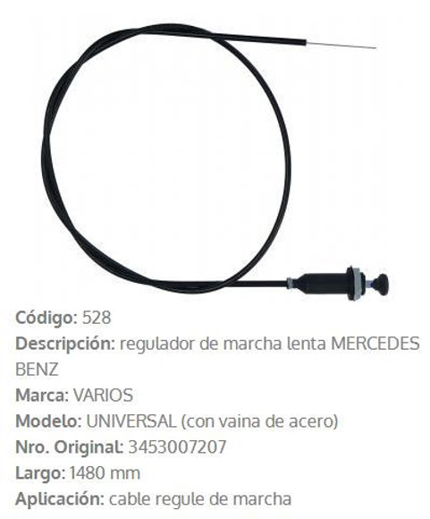 Imagen de CABLE ESTRANGULADOR MERCEDES BENZ OMNIBUS OH1313 1480MM