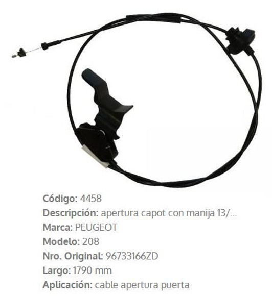 Imagen de CABLE DE CAPOT PEUGEOT 208 1790MM