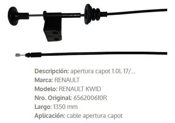 Imagen de CABLE APERTURA DE CAPOT RENAULT KWID 1350MM