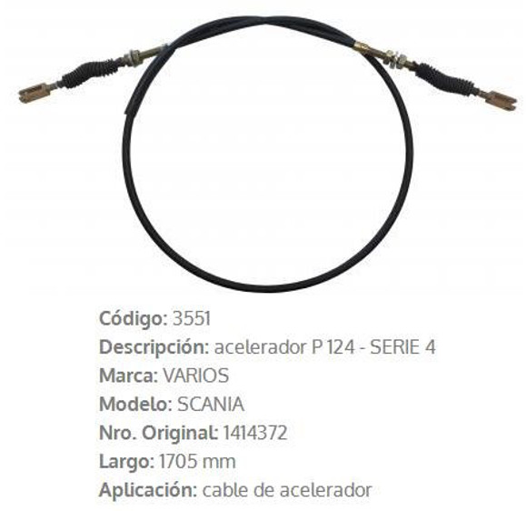 Imagen de CABLE DE ACELERADOR SCANIA P124 SERIE 4 1705MM