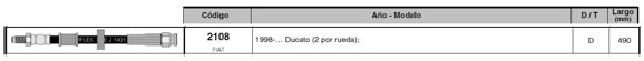Imagen de FLEXIBLE FRENO DEL FIAT DUCATO 490MM (2 POR RUEDA)