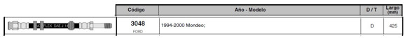 Imagen de FLEXIBLE FRENO DEL FORD MONDEO 425MM