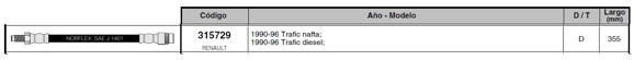 Imagen de FLEXIBLE FRENO DEL RENAULT TRAFIC HASTA EL 1996 355MM