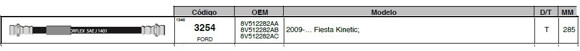 Imagen de FLEXIBLE FRENO TRAS FORD FIESTA KINETIC 285MM