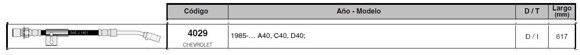 Imagen de FLEXIBLE FRENO DEL/IZQ CHEVROLET D40 1985 EN ADELANTE 617MM