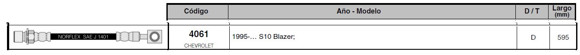Imagen de FLEXIBLE FRENO DEL CHEVROLET S10/BLAZER 550MM