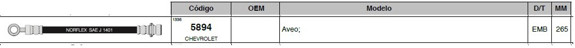 Imagen de FLEXIBLE DE EMBRAGUE CHEVROLET AVEO 265MM