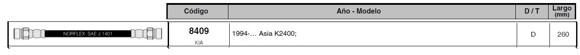 Imagen de FLEXIBLE FRENO DEL KIA K2400 1995 EN ADELANTE 260MM