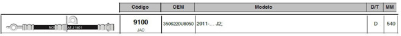Imagen de FLEXIBLE FRENO DEL JAC J2 2011 EN ADELANTE 540MM